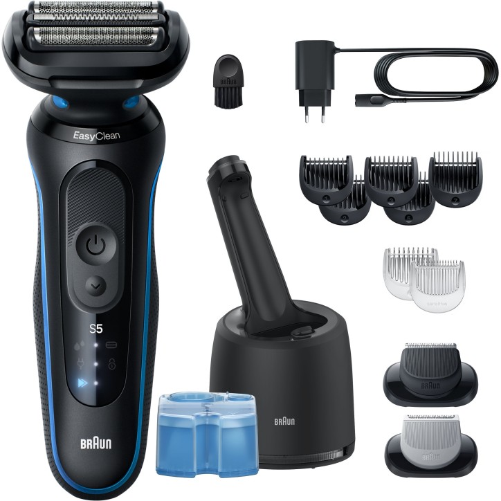 Rasoir électrique BRAUN Series 5 - Noir et bleu - Autonomie 50 minutes - Charge rapide 5 minutes