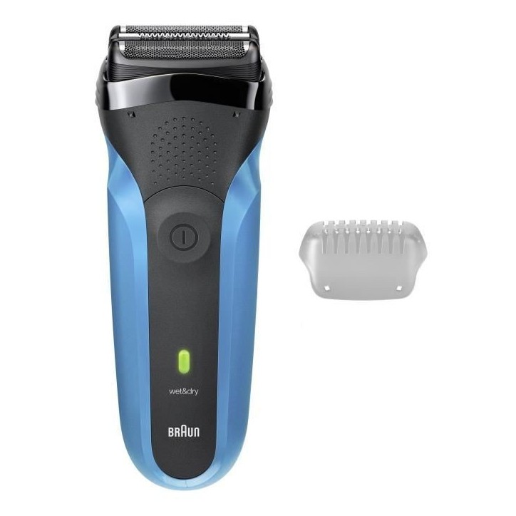 Rasoir électrique BRAUN Series 3 - Bleu et noir - Autonomie 30 minutes - Charge rapide 5 minutes