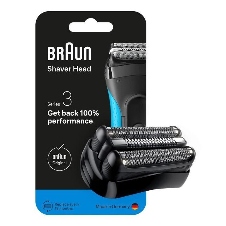 Tete de rasoir BRAUN Series 3 - 2 grilles - 100 % fabriqué en Allemagne Tete de rasoir BRAUN Series 3 - 2 grilles - 100 % fabriqué en Allemagne