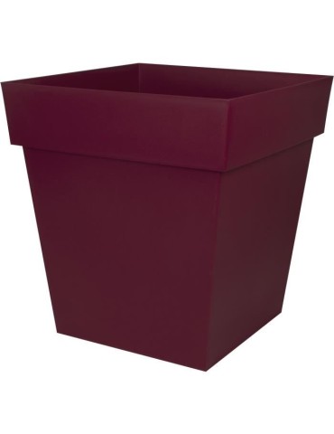 EDA Pot de Fleur Carré TOSCANE 50 cm - Volume 87 L - 49,5 x 49,5 x H.52,5 cm - Rouge bourgogne