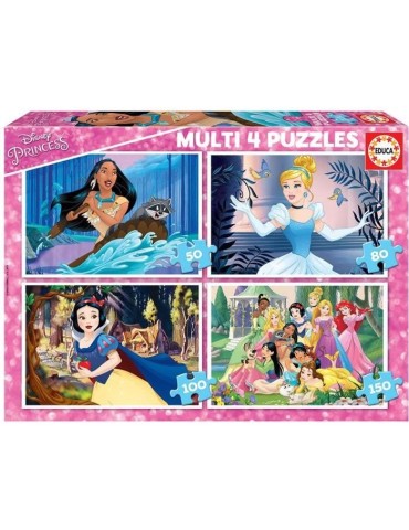 Puzzles Disney Princesses - EDUCA - Multi 4 En 1 - 100-200 pieces - Dessins animés et BD - Rose