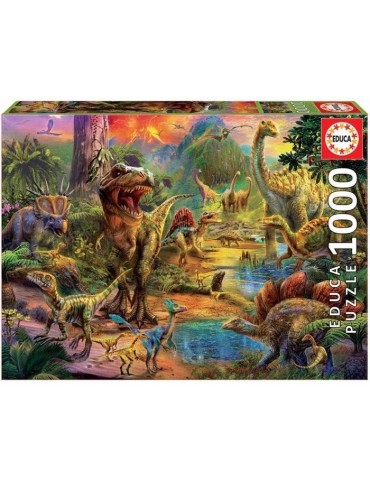 Puzzle 1000 pieces - Terre De Dinosaures - EDUCA - Animaux - Espagne - Orange