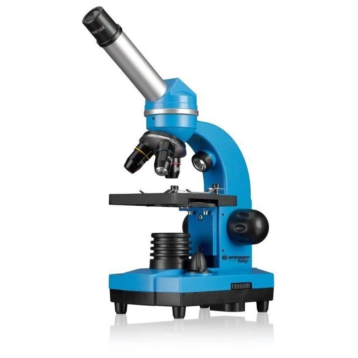 Microscope étudiant BIOLUX SEL - BRESSER JUNIOR - grossissement 40x-1600x - kit d'expérimentation - bleu