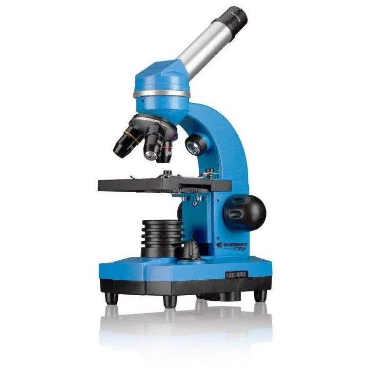 Microscope étudiant BIOLUX SEL - BRESSER JUNIOR - grossissement 40x-1600x - kit d'expérimentation - bleu