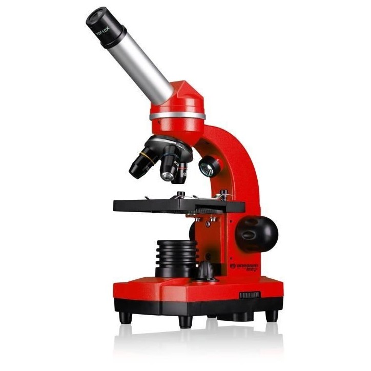 Microscope étudiant BIOLUX SEL - BRESSER JUNIOR - grossissement 40x-1600x - kit d'expérimentation - rouge