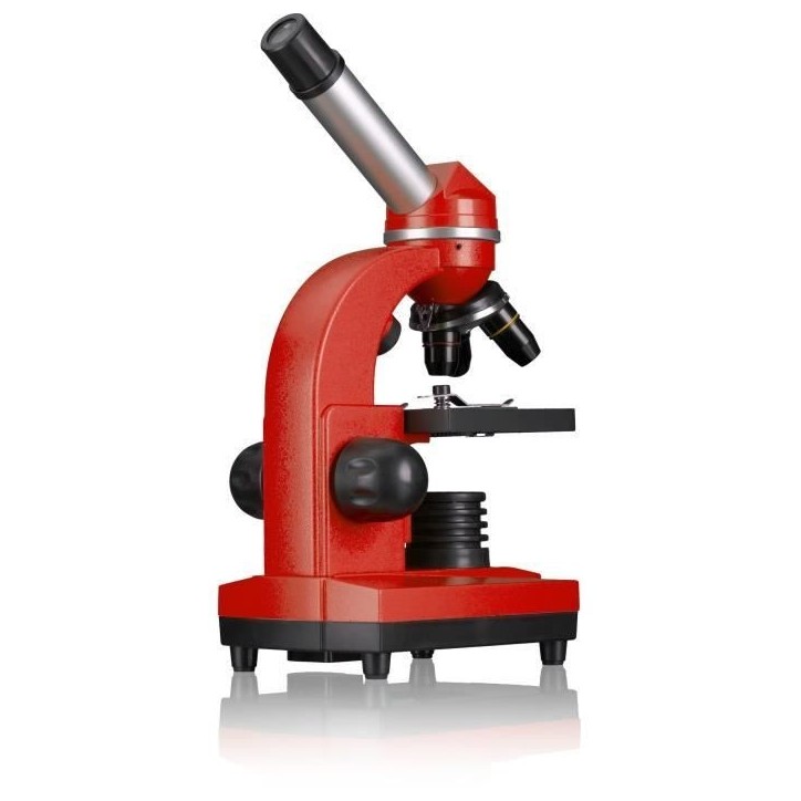Microscope étudiant BIOLUX SEL - BRESSER JUNIOR - grossissement 40x-1600x - kit d'expérimentation - rouge