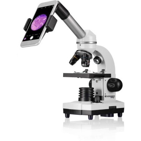 Microscope Biolux SEL avec systeme de zoom, grossissement 40x-1600x, support smartphone, coffret rigide, Microscope étudiant, B