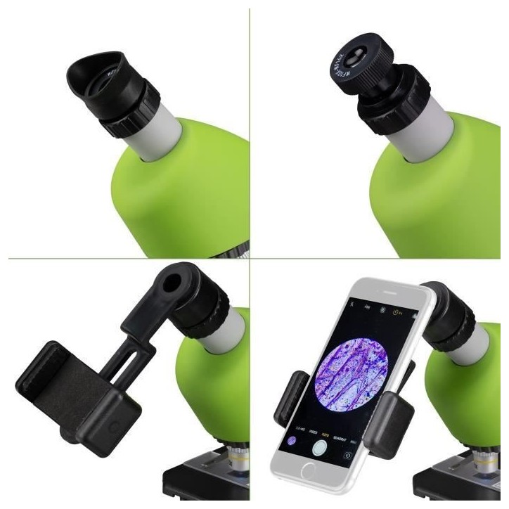 Microscope 40x-640x - BRESSER JUNIOR - Éclairage LED - kit d'expérimentation - vert Microscope 40x-640x - BRESSER JUNIOR - Éclairage LED - kit d'expérimentation - vert