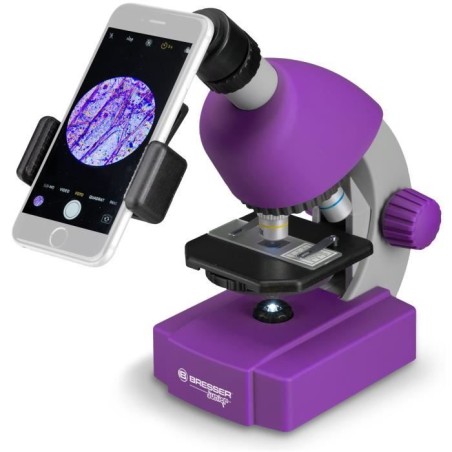 Microscope 40x-640x - BRESSER JUNIOR - Éclairage LED - kit d'expérimentation - violet