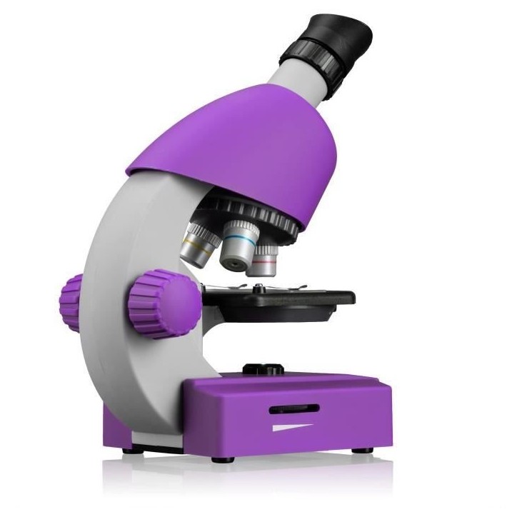 Microscope 40x-640x - BRESSER JUNIOR - Éclairage LED - kit d'expérimentation - violet Microscope 40x-640x - BRESSER JUNIOR - Éclairage LED - kit d'expérimentation - violet
