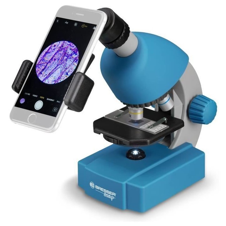 Microscope 40x-640x - BRESSER JUNIOR - Éclairage LED - kit d'expérimentation - bleu Microscope 40x-640x - BRESSER JUNIOR - Éclairage LED - kit d'expérimentation - bleu