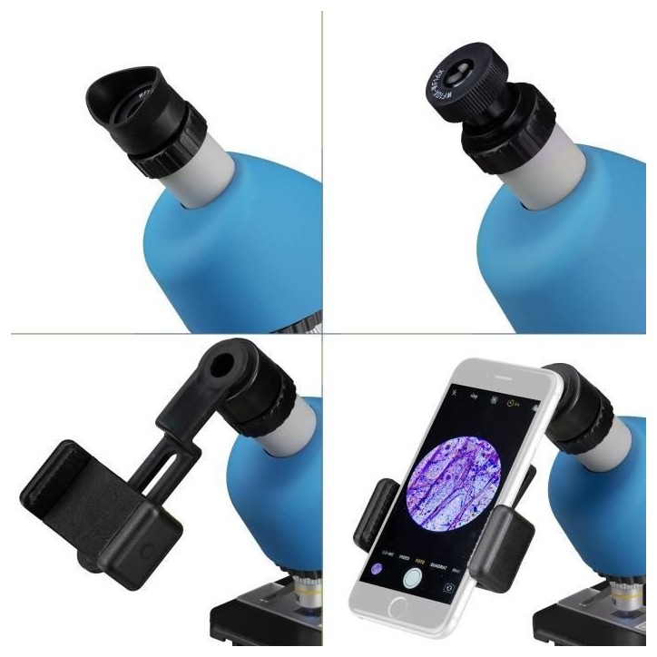 Microscope 40x-640x - BRESSER JUNIOR - Éclairage LED - kit d'expérimentation - bleu Microscope 40x-640x - BRESSER JUNIOR - Éclairage LED - kit d'expérimentation - bleu