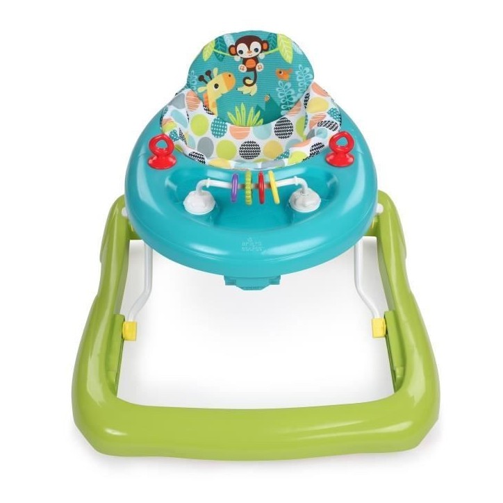 BRIGHT STARTS Trotteur bébé pliable- Safari- Jouets interactifs, Hauteur Réglable, Cadeau Noel bébé 6M+
