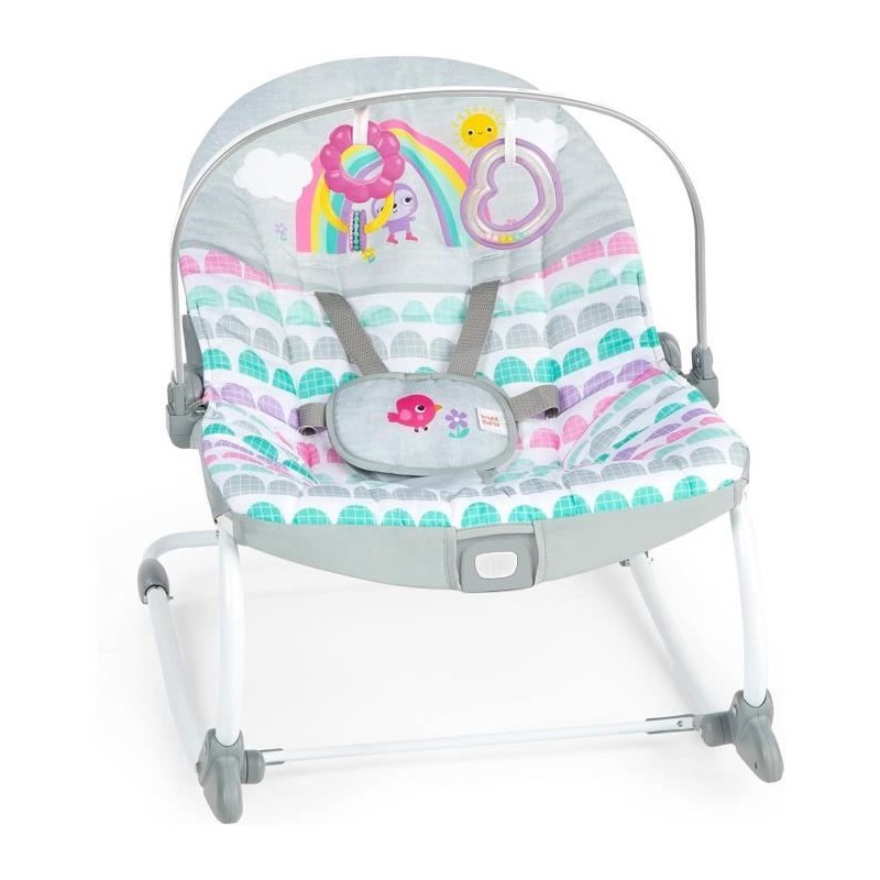 BRIGHT STARTS Transat bébé évolutif Arc-en-Ciel, rose, Vibrations a BRIGHT STARTS Transat bébé évolutif Arc-en-Ciel, rose, Vibrations a