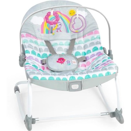 BRIGHT STARTS Transat bébé évolutif Arc-en-Ciel, rose, Vibrations a