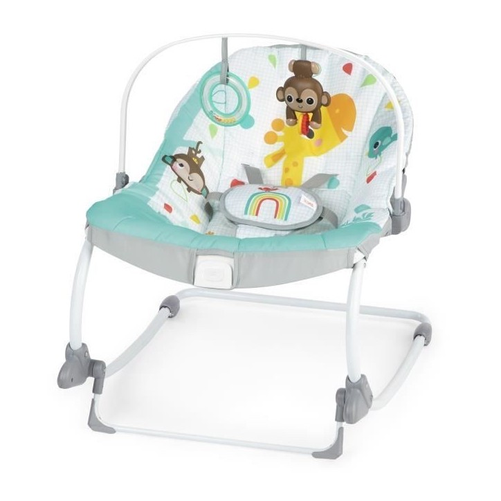 BRIGHT STARTS Transat bébé évolutif Arc-en Ciel, bleu, Vibrations apaisantes, 2 positions d'inclinaison, 0M + jusqu'a 18 kg BRIGHT STARTS Transat bébé évolutif Arc-en Ciel, bleu, Vibrations apaisantes, 2 positions d'inclinaison, 0M + jusqu'a 18 kg