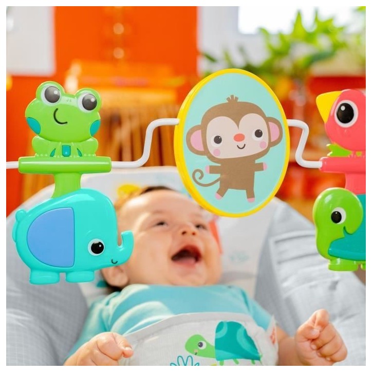 BRIGHT STARTS Transat pour bébé Animaux, Vibrations apaisantes, Arche d'éveil avec jouets interactifs, Cadeau Noel bébé BRIGHT STARTS Transat pour bébé Animaux, Vibrations apaisantes, Arche d'éveil avec jouets interactifs, Cadeau Noel bébé