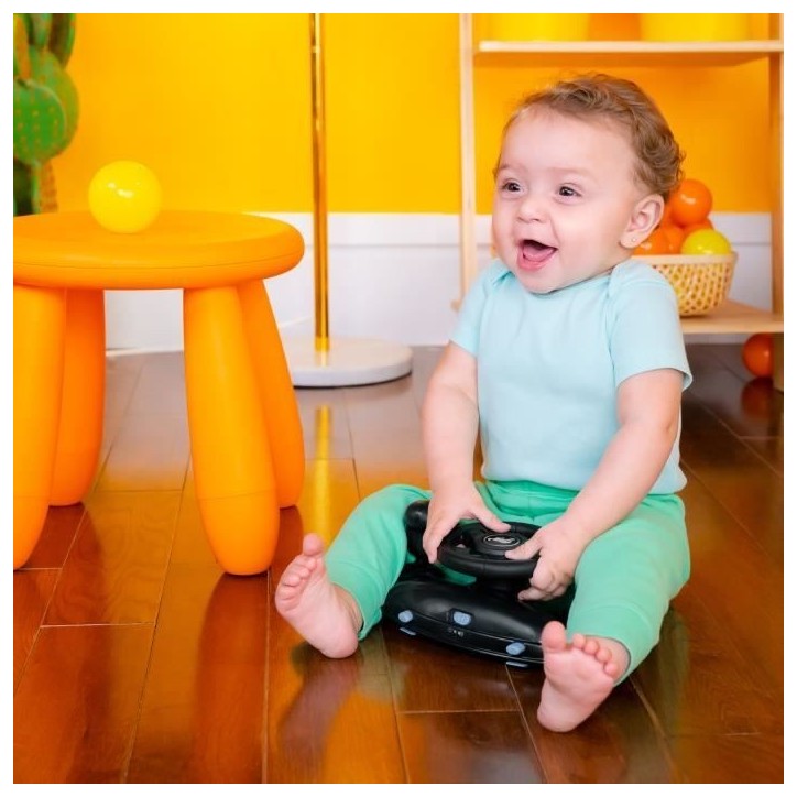 BRIGHT STARTS Trotteur et pousseur Voiture Ford Bronco 4-en-1, jouet de volant interactif et amovible, Cadeau Noel bébé 6M+