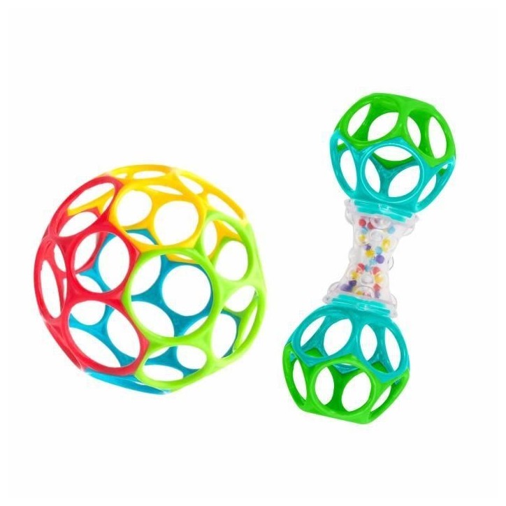 BRIGHT STARS Coffret cadeau de naissance O'Ball avec 2 jouets bébé: un hochet et une O Ball Classique rouge, jaune bleu et ver BRIGHT STARS Coffret cadeau de naissance O'Ball avec 2 jouets bébé: un hochet et une O Ball Classique rouge, jaune bleu et ver