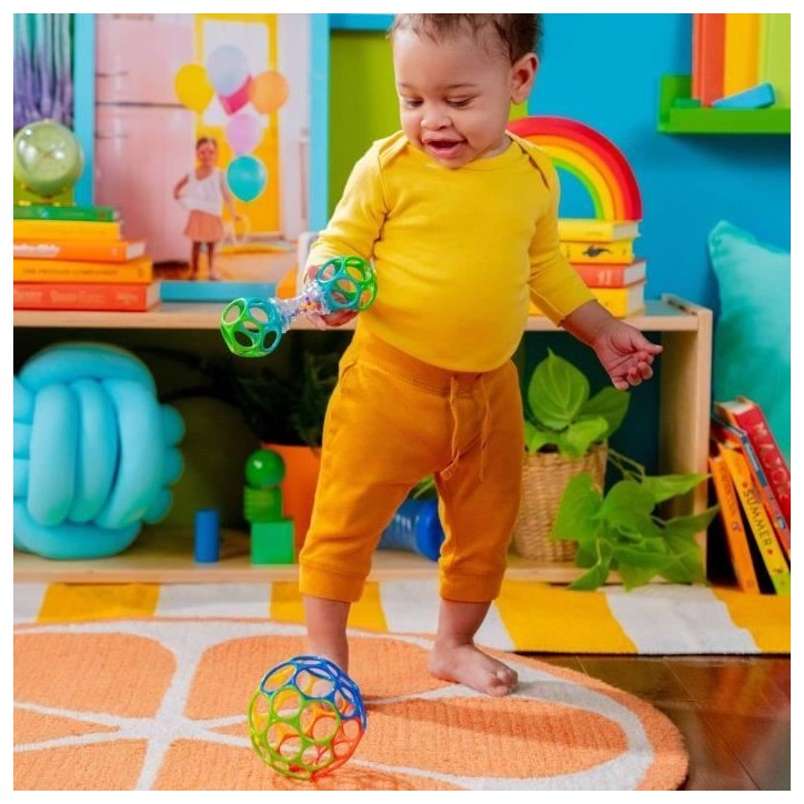 BRIGHT STARS Coffret cadeau de naissance O'Ball avec 2 jouets bébé: un hochet et une O Ball Classique rouge, jaune bleu et ver BRIGHT STARS Coffret cadeau de naissance O'Ball avec 2 jouets bébé: un hochet et une O Ball Classique rouge, jaune bleu et ver