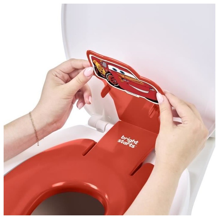 DISNEY BABY- CARS- Réducteur de lunette de toilette enfant universel adhésif?, innovant, Installation rapide, semi-permanent