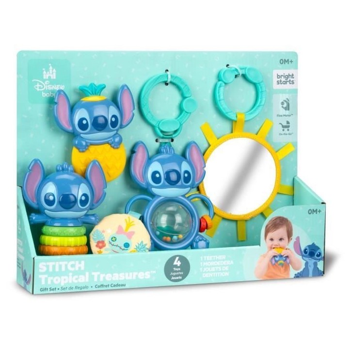 DISNEY BABY - STITCH - Coffret Cadeau Naissance? noel- 4 jouets bébé , Hochet, Anneau de dentition, Jouets multisensoriels DISNEY BABY - STITCH - Coffret Cadeau Naissance? noel- 4 jouets bébé , Hochet, Anneau de dentition, Jouets multisensoriels