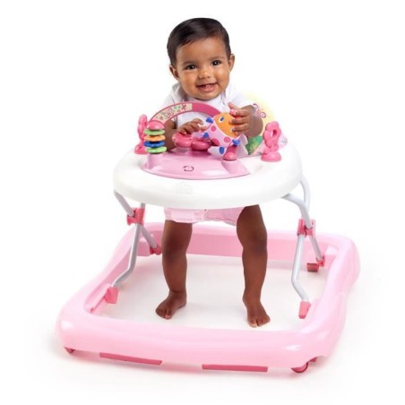 BRIGHT STARTS Trotteur pour bébé fille évolutif et pliable 2-en-1 - Jardin Rose - Cadeau Noel bébé, Musique, Hauteur Régla