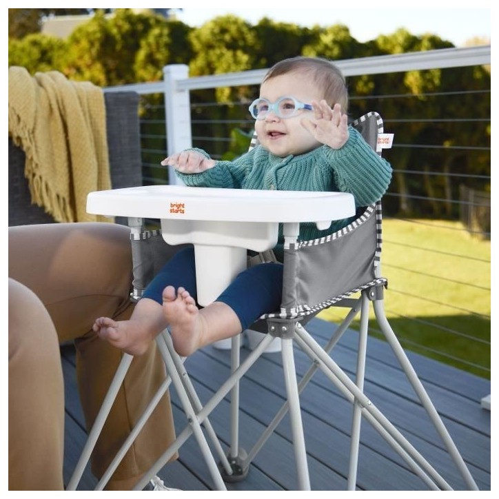 BRIGHT STARS Pop N Dine- Chaise haute pour repas bébé, pliable, nomade, de voyage, Léger, facile a nettoyer, Sac de transport BRIGHT STARS Pop N Dine- Chaise haute pour repas bébé, pliable, nomade, de voyage, Léger, facile a nettoyer, Sac de transport