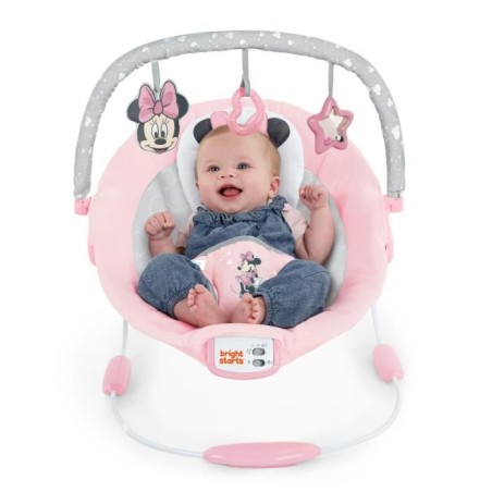 DISNEY BABY -MINNIE-Transat bébé arche avec jouets d'éveil Disney amovible, 8 Mélodies, Vibrations calmantes, Cale tete évo
