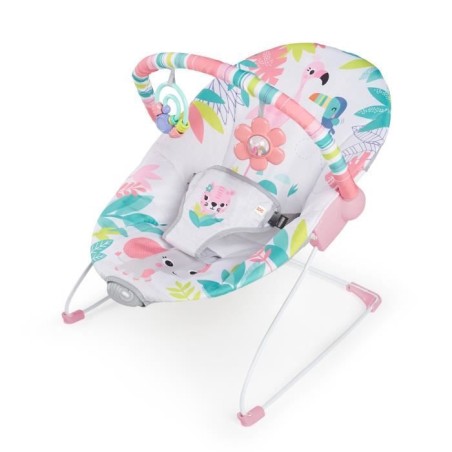 BRIGHT STARTS Transat pour bébé Flamant Rose, Vibrations apaisantes,