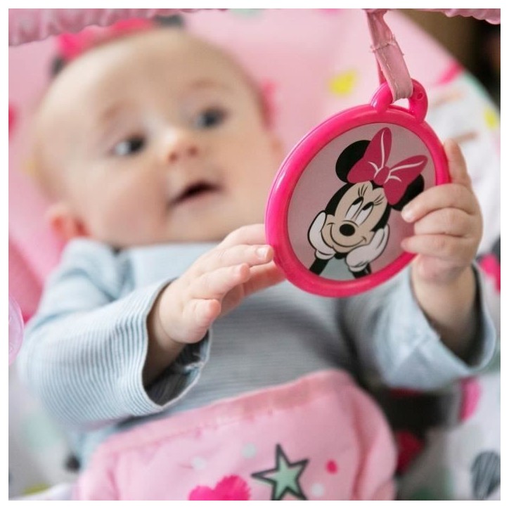 DISNEY BABY -MINNIE- Transat bébé Confettis, Arche avec jouets d'éveil amovibles, Vibrations apaisantes, Lavable en machine DISNEY BABY -MINNIE- Transat bébé Confettis, Arche avec jouets d'éveil amovibles, Vibrations apaisantes, Lavable en machine