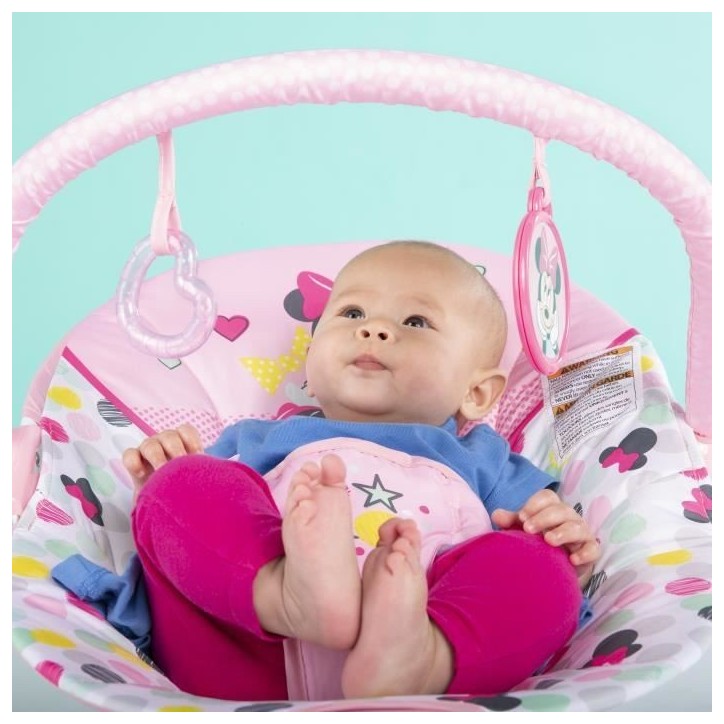 DISNEY BABY -MINNIE- Transat bébé Confettis, Arche avec jouets d'éveil amovibles, Vibrations apaisantes, Lavable en machine DISNEY BABY -MINNIE- Transat bébé Confettis, Arche avec jouets d'éveil amovibles, Vibrations apaisantes, Lavable en machine