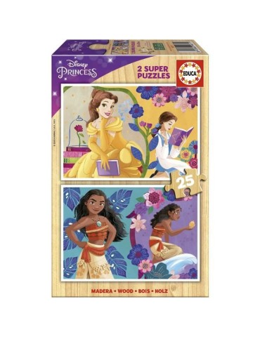 Puzzle en bois Disney Princess (Bella + Vaiana) - 2x25 pieces