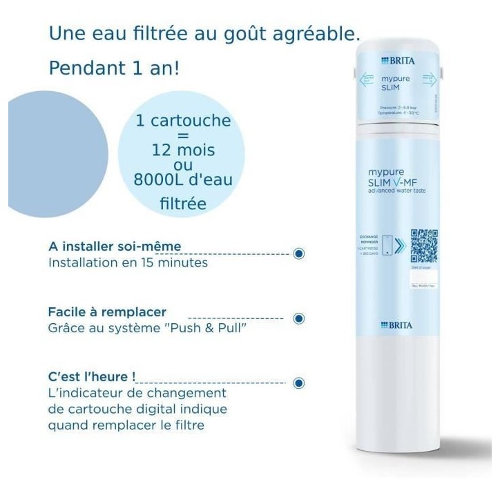 Systeme filtration a eau BRITA - MyPure Slim - Cartouche de rechange - Jusqu'a 1 an d'eau filtrée Systeme filtration a eau BRITA - MyPure Slim - Cartouche de rechange - Jusqu'a 1 an d'eau filtrée