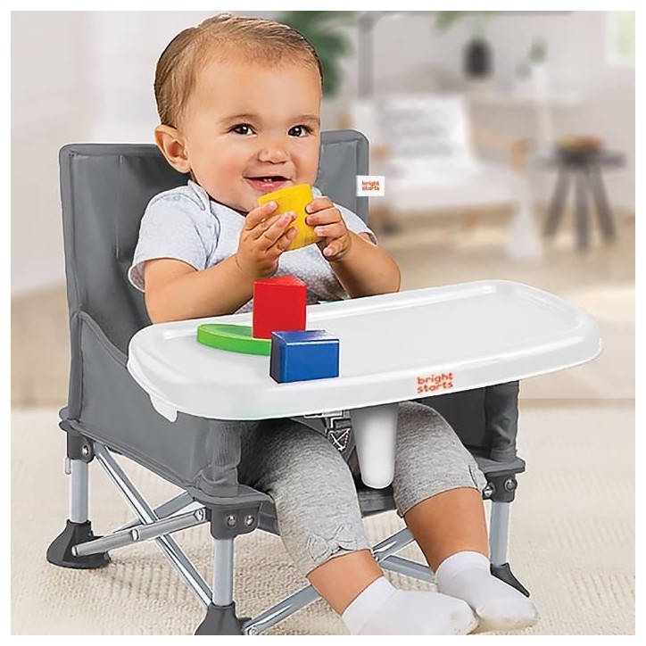 BRIGHT STARTS Rehausseur de chaise pliable, PoP N Sit, nomade, de voyage, Léger et facile a nettoyer, Sac de transport inclus BRIGHT STARTS Rehausseur de chaise pliable, PoP N Sit, nomade, de voyage, Léger et facile a nettoyer, Sac de transport inclus