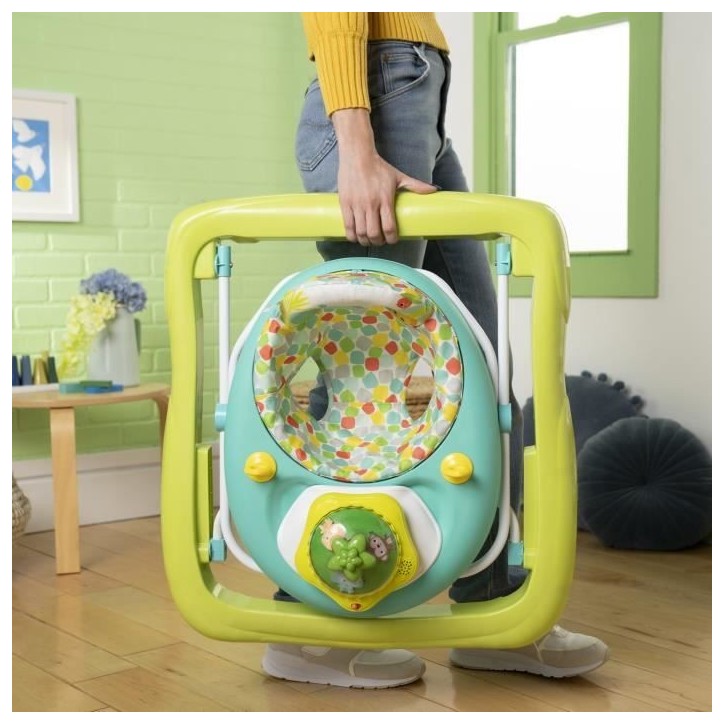 BRIGHT STARTS Trotteur bébé évolutif et pliable 2-en-1 - Wanderlights - Jouet d'éveil amovible, Musique, Hauteur Réglable