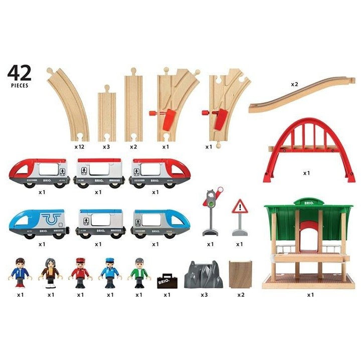 Brio World Circuit Plateforme Voyageurs - Coffret complet 42 pieces - Circuit de train en bois - Ravensburger - Des 3 ans - 3351 Brio World Circuit Plateforme Voyageurs - Coffret complet 42 pieces - Circuit de train en bois - Ravensburger - Des 3 ans - 3351