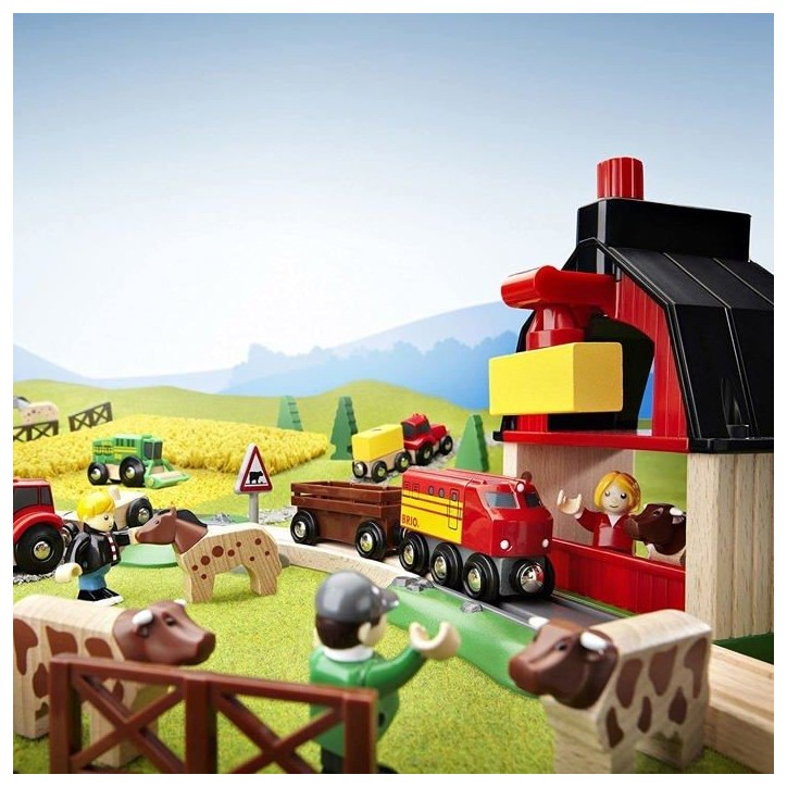 Circuit de la Ferme en bois BRIO - Coffret complet 20 pieces - Ravensburger Circuit de la Ferme en bois BRIO - Coffret complet 20 pieces - Ravensburger
