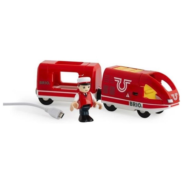 Train de Voyageur Rechargeable BRIO - Circuit de train en bois - Ravensburger - Rouge - Mixte des 3 ans