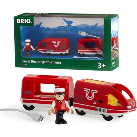 Train de Voyageur Rechargeable BRIO - Circuit de train en bois - Ravensburger - Rouge - Mixte des 3 ans