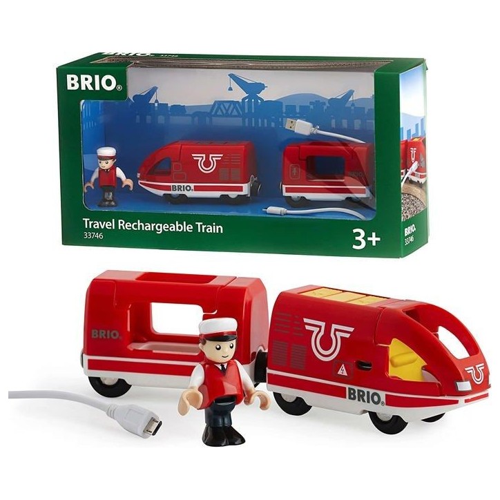 Train de Voyageur Rechargeable BRIO - Circuit de train en bois - Ravensburger - Rouge - Mixte des 3 ans