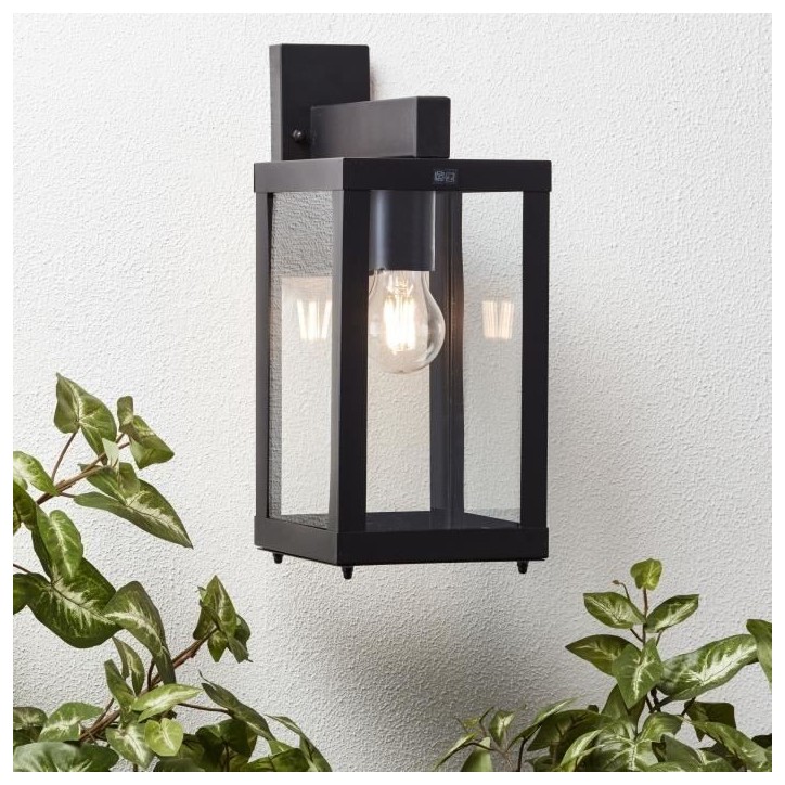 Applique extérieure GAIA descendante noir métal/verre E27 1x60W - BRILLIANT Applique extérieure GAIA descendante noir métal/verre E27 1x60W - BRILLIANT