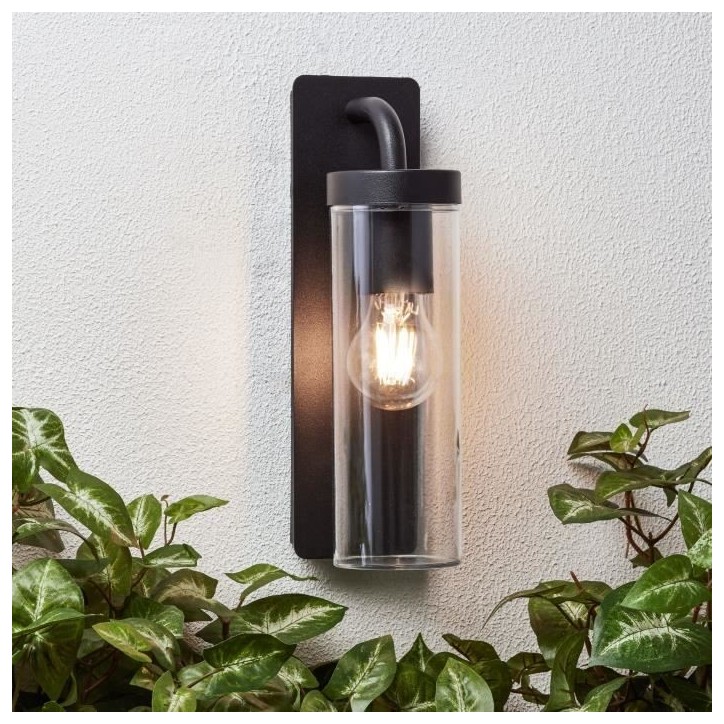 Applique extérieure descendante AOSTA - BRILLIANT - Noir dépoli - Métal/plastique - E27 1x25W