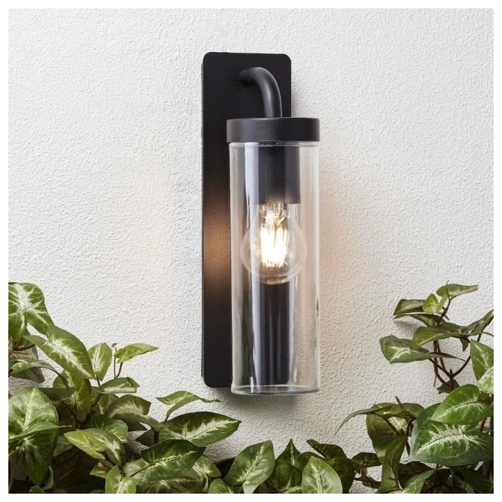 Applique extérieure descendante AOSTA - BRILLIANT - Noir dépoli - Métal/plastique - E27 1x25W