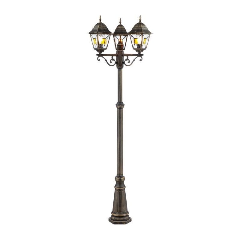Lampadaire extérieur JANEL - BRILLIANT - noir doré - métal/verre - Lampadaire extérieur JANEL - BRILLIANT - noir doré - métal/verre -