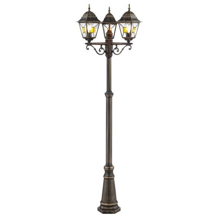 Lampadaire extérieur JANEL - BRILLIANT - noir doré - métal/verre - 3x60W - IP44 Lampadaire extérieur JANEL - BRILLIANT - noir doré - métal/verre - 3x60W - IP44
