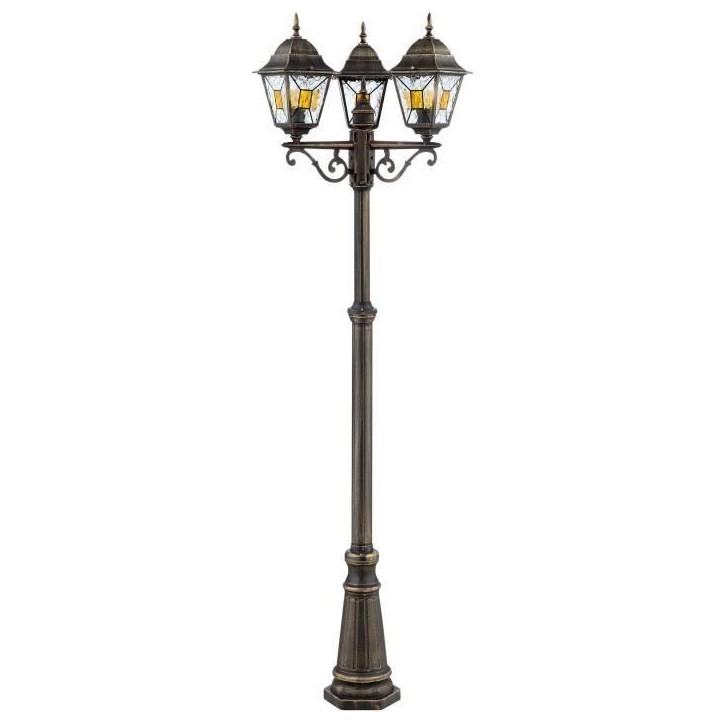Lampadaire extérieur JANEL - BRILLIANT - noir doré - métal/verre - 3x60W - IP44 Lampadaire extérieur JANEL - BRILLIANT - noir doré - métal/verre - 3x60W - IP44