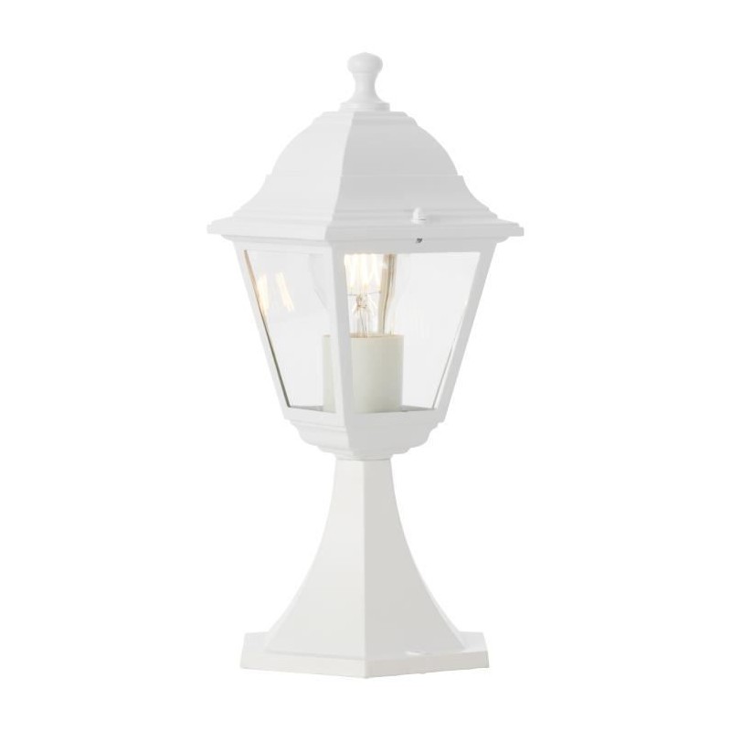 Borne extérieure NISSIE blanc - Brilliant - Métal/verre - IP44 - 1xE Borne extérieure NISSIE blanc - Brilliant - Métal/verre - IP44 - 1xE