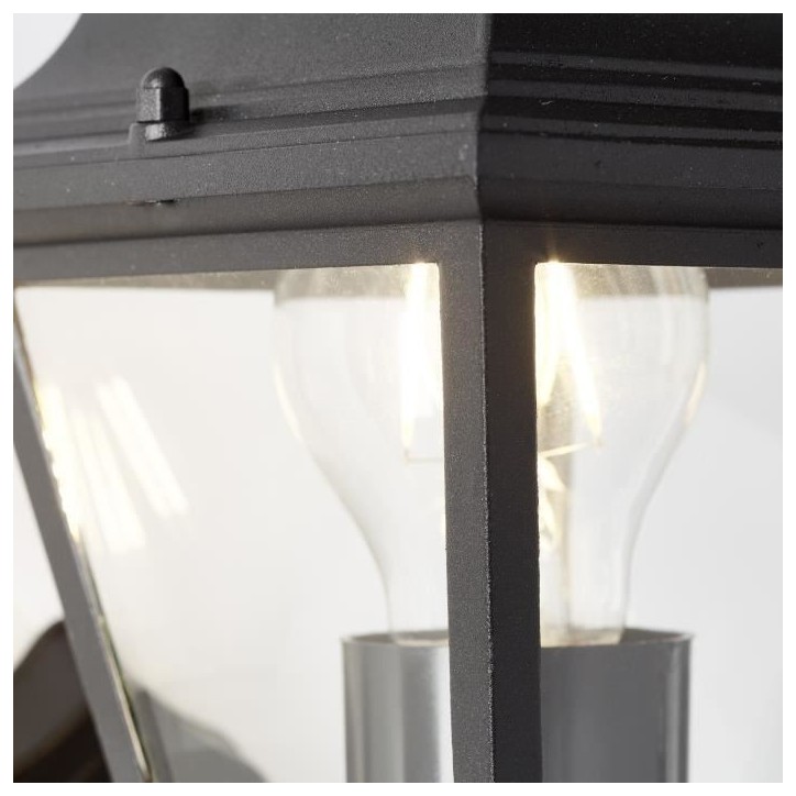 Applique extérieure montante NISSIE - BRILLIANT - noir métal/verre - E27 1x60W
