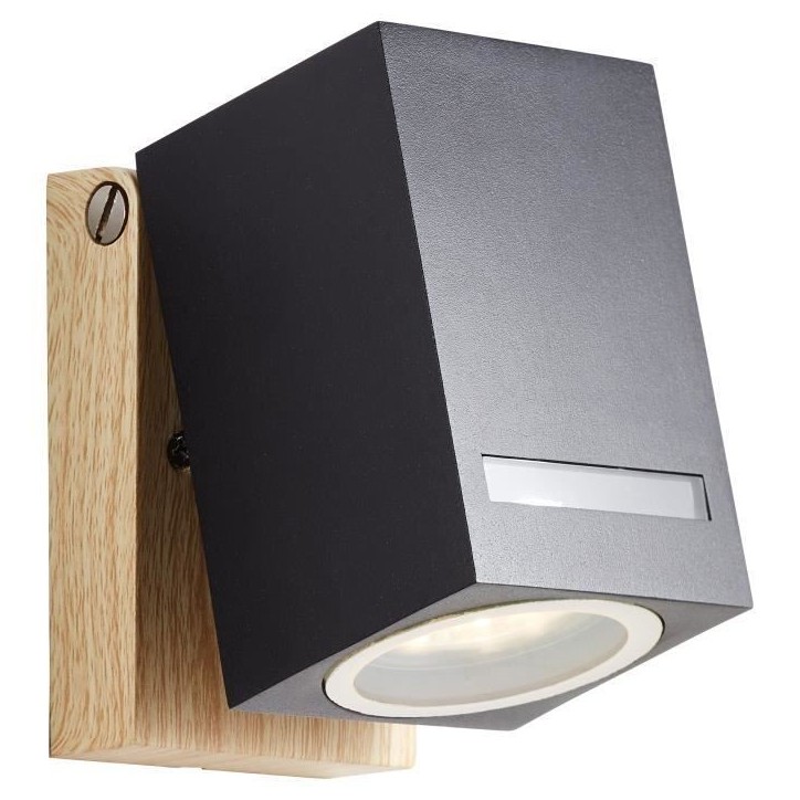 Applique extérieure GALENI - BRILLIANT - noir/naturel - métal/verre - GU10 1x20W